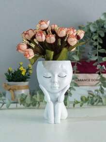 1pc Personalized Resin Doll Succulent Plant Closed Eyes Eve Plant Pot, Flower Pot Indoor Modern Decorative Plastic Plant Pot For All Houseplants, Succulents, Flowers And Cacti