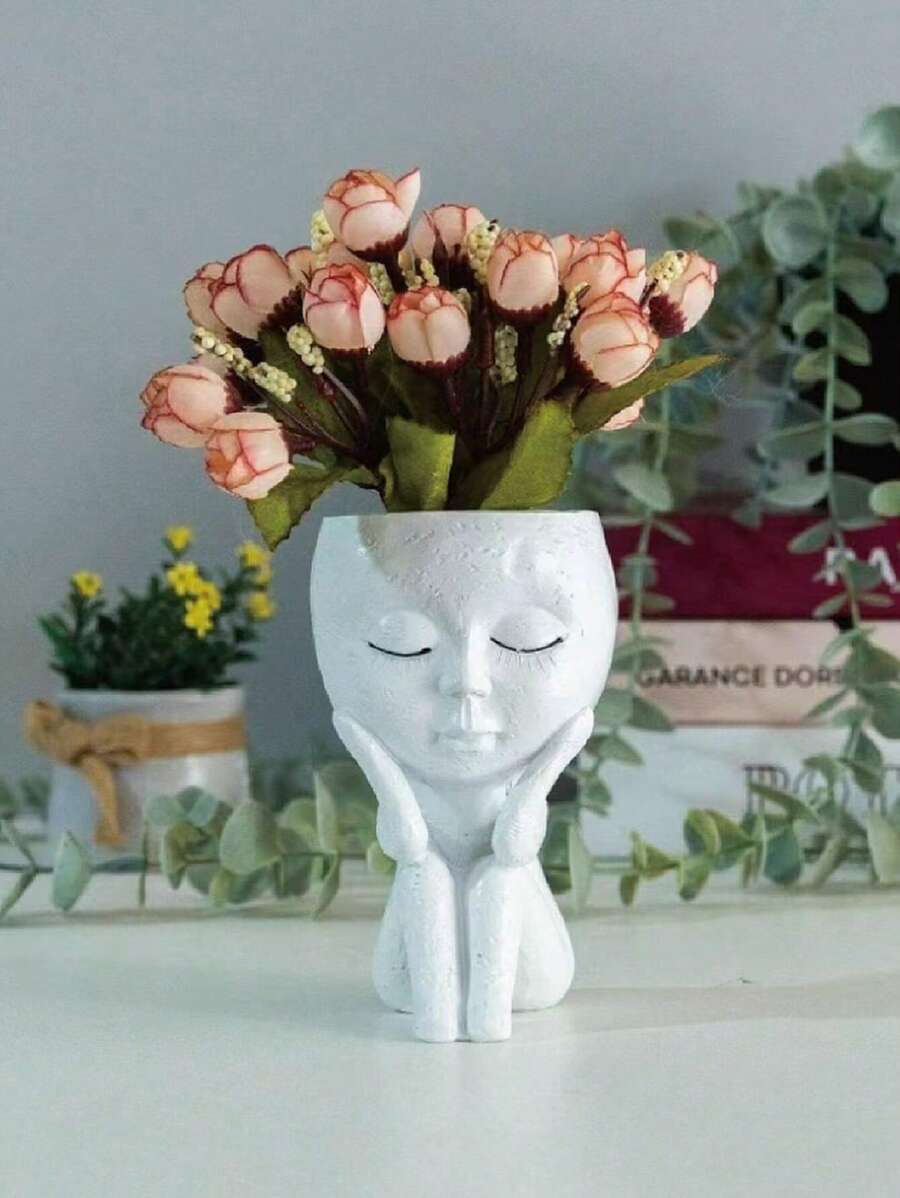 1pc Personalized Resin Doll Succulent Plant Closed Eyes Eve Plant Pot, Flower Pot Indoor Modern Decorative Plastic Plant Pot For All Houseplants, Succulents, Flowers And Cacti
