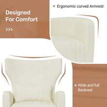 Nalupatio Relaxing Armchair TV Armchair Wing Chair With Head Cushion And Gold Metal Feet Single Sofa Made Of Velvet Up To 130kg Bedroom/Living Room/Lounge - 米色 - 查看 2