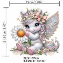 1pc/2pcs/3pcs/向日葵可爱独角兽元素服装补丁布DIY A级可水洗粘合服装热转印粘合布女/男T恤包枕头装饰徽章标签棒球帽背包等可用