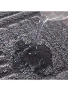 Thickened Absorbent Striped Floor Mat Solid Color Bathroom Carpet Bedroom Comfortable Velvet Non-Slip Mat Entrance Mat Home Bathroom Decor Bath Rug Outdoor Rug Door Mat Summer Back To School - White - View 3