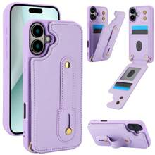 OUKNOEO 時尚人造皮革斜跨手機包,相容 iPhone 17e Air 16e 15 14 13 Pro Max Plus S26 S25 Edge S24 Ultra A37 A57 Z Fold 7 6 5 4,附手腕帶與長掛繩 - 紫色 - 查看 5