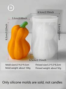 Patterned Pumpkin Shaped Mold, Realistic Pumpkin Shaped Silicone Mold, Easy To Disassemble And Clean, Supports Batch Replication For Candles, Compatible With Plaster Sculptures And Creative Doodles, DIY Hobby And Art Class, Garden Patio Flower Pot Decor, Resin Crystal Office Desk Home Bedroom Hallway Art Piece, Suitable For Spring, Autumn, Thanksgiving, Halloween And Other Festivals Gifts Birthday Graduation - White - View 16