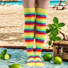 Set de 6 piezas de conjunto de disfraz de actuación, incluye diadema con arco, gafas, guantes y calcetines de arcoíris, disfraz de juego de roles, accesorios para actuaciones en el escenario, decoración de fiestas de bar/club EDM, props de fotografía, perfecto para fiestas, mascaradas, etc., un gran regalo para familiares y amigos en el baile de graduación