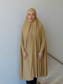 1 Peça Acessório Abaya Feminino, Véu Grande Macio e Liso para Cobrir o Queixo, para Peregrinação, Lenço de Cabeça Turbante com Mangas
