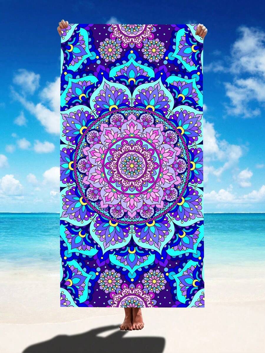 Asciugamano/telo da spiaggia assorbente e ad asciugatura rapida da 250 g/mq, con stampa a stella o mandala, extra large, utilizzabile come tappetino da yoga, scialle per il sole - asciugamano da spiaggia in microfibra per viaggi, campeggio, nuoto, escursioni - dimensioni 70*140cm o 90*180cm, accessorio essenziale per vacanze estive, viaggi, vacanze, decorazione da bagno
