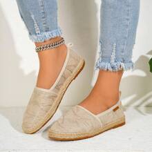 Women's Original Breathable Fashion Versatile Woven Straw Rope Soft Bottom Loafer Casual Slip-On Boat Shoes, Plus Size Up To 43 - Beige - View 3