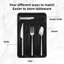 1 szt. Organizer na sztućce, plastikowa tacka na sztućce z PP do szuflady kuchennej na biurko, szafkę lub szufladę, organizer na przegródki na przybory, pałeczki i przybory kuchenne, artykuły szkolne