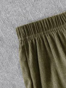 2 Stücke/Set Kleine Jungen Cord-Hemd mit Langarm und Mehrfachtaschen und Cargohose mit Klaschentaschen, lässiger Streetwear Anzug für alltägliche Anlässe, Urlaubsreisen - Armeegrün - Übersicht 7