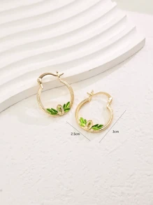 1对时尚简约几何圈形耳环，百搭休闲通勤风格，女士必备 - A - 查看 5