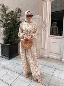 New Style Arabian Clara Printed Maxi Dress,Modest - Beige - View 7