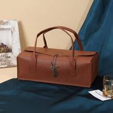 Imitation Leather Red Wine Gift Box, Large Capacity, Portable, New Chinese Style, Suitable For Mother's Day, Weddings, Thanksgiving, New Year, Bridal Parties, Birthdays, Housewarming, Father's Day, Multifunctional Storage Bags, Party Souvenirs, Red Wine Gift Bags