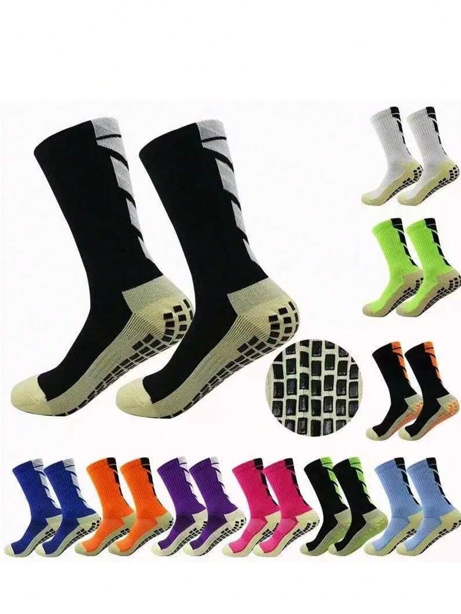 Kit 1/2/3/12 Premium Non-Slip Wear-Resistant Soccer Sports Socks - Multicolor - View 1