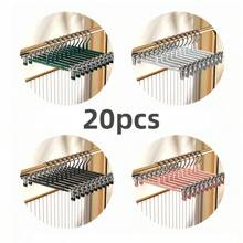 20 件/1 件全浸防腐防锈裙子/裤子/袜子/内衣无痕夹，不锈钢防锈衣服晾衣架带无痕夹，适用于家庭和服装店，可调节