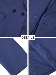 Gabardina de invierno de mezcla de lana cruzada para mujer de Youiham, chaqueta larga y elegante con cuello de solapa con muescas - azul real - Ver 5