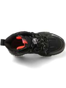 男童皮革户外徒步鞋，防滑全季休闲运动鞋，适合日常穿着，青少年软底徒步鞋 - 黑色 - 查看 5