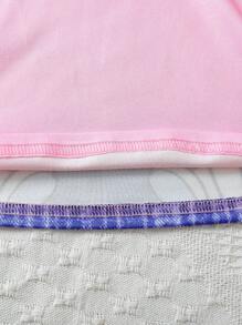 Baby Girl Unicorn Print Patchwork Denim Effect Sleeveless Round Neck A-Line Dress - Pink - View 5