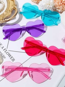 8 件/5 件心形彩虹糖果色无框眼镜，适合女士、女孩和派对眼部装饰配件