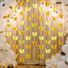 1 pieza Guirnalda de mariposas de papel 3D con banderas de colores, adecuada para bodas, fiestas, cumpleaños, decoración colgante de vacaciones DIY, decoración de guirnalda de mariposas 3D, banderas vibrantes etéreas, de color aleatorio (a juego para bodas, fiestas, vacaciones), alegre decoración de mariposas de colores que agrega un ambiente romántico