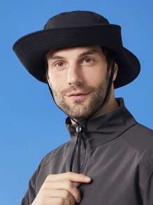 男士防水太阳帽宽边可折叠户外网眼钓鱼渔夫帽 UPF 50+ 防紫外线钓鱼徒步海滩花园 - 彩色 - 查看 9