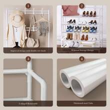 OYAJIA ‌✨ 2025 Ultimate Space-Saving Hallway Organiser | 5-Tier Heavy-Duty Shoe Rack + 8 Anti-Slip Hooks | Stylish Entryway Tree Clothes Rack For British Homes – Instant Assembly, Multi-Room Storage & Perfect Housewarming Gift! ‌ - White - View 7