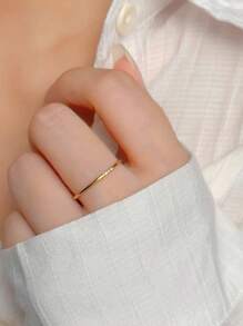 1pc Minimalist S925 Sterling Silver Gold Plated Ultra- Micro Pave Cubic Zirconia Couple Ring, Delicate Luxury Ring