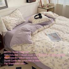 3/4 件薰衣草床上用品套装、波西米亚花卉涤纶羽绒被套装、田园风格花卉羽绒被套装、轻盈柔软透气双面花园风格床上用品、丁香花羽绒被套、薰衣草植物床上用品（1 个羽绒被套 + 1 张床单 + 1/2 个枕套，不含被子和填充物）