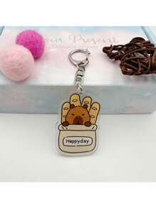 1pc Creative Cute Cartoon Acrylic Keychain, Student Valentine's Day Gift, Capybara Small Pendant Zinc Alloy Keychain Car Accessories Bag Charm School