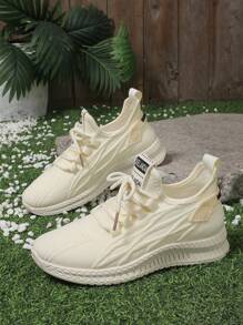 Women's Comfortable Breathable Fashion Versatile Casual Sneakers, Lightweight Anti-Slip Round Toe Hiking & Running Shoes - Beige - View 6