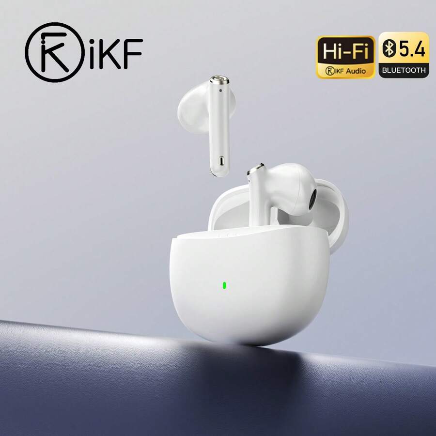 IKF Air 5 无线蓝牙耳机 5.4 低音耳塞带防水触控带充电盒防水立体声四麦克风降噪运动耳机