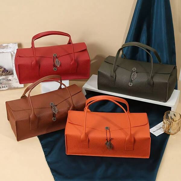 Imitation Leather Red Wine Gift Box, Large Capacity, Portable, New Chinese Style, Suitable For Mother's Day, Weddings, Thanksgiving, New Year, Bridal Parties, Birthdays, Housewarming, Father's Day, Multifunctional Storage Bags, Party Souvenirs, Red Wine Gift Bags