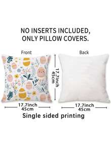 1 pezzo Federa decorativa a forma di uovo di Pasqua, misura 45x45cm, con motivo floreale primaverile, design dipinto a mano accogliente, copricuscino decorativo per il divano e la camera da letto - Multicolore - Visualizzare 3