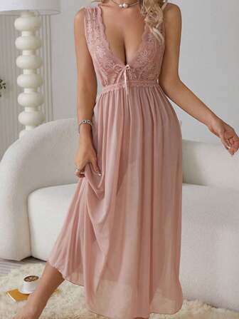 SOFUSEN 女士性感长款睡裙，天使般纯正性感睡衣，甜美女士睡衣，家居服，睡裙，性感内衣