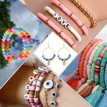 1750pcs Polymer Clay Bead Bracelet Making Kit, Spacer Flat Round Polymer Clay Beads For Jewelry Making, DIY Handmade Beaded Necklace Earrings Charm Pendant - Soft Clay Bead Set - View 5