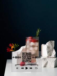 1pc Can Customize Transparent Acrylic QR Code Identification Place Dedicated Display, Suitable For Listening To Music - Multicolor - View 5