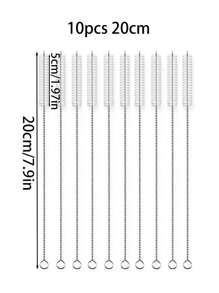 5/10/20/50 超长不锈钢清洁刷、可重复使用的吸管清洁刷、厨房清洁用品、管道清洁器、吸管清洁器，非常适合清洁玻璃硅胶金属吸管和水瓶吸管杯。