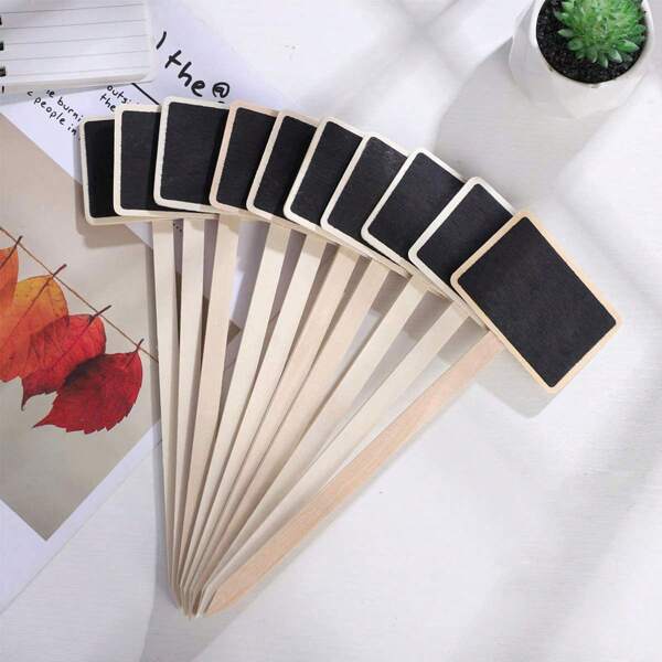 10pcs Wooden Mini Chalkboard, Tabletop Display Board, Plant Name Plate, DIY Painting Board
