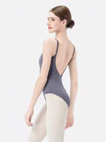 DonsGirl Bộ đồ múa ba lê hở lưng chữ V sâu thanh lịch gợi cảm dành cho nữ - Lý tưởng cho trang phục biểu diễn, tập luyện hàng ngày, luyện tập ba lê và tập thể dục thể thao - Xám - Xem 3