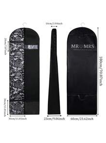 1 件便携式婚纱服装袋，三折新娘礼服袋，适用于长礼服，带衬料和配件口袋，黑色礼服套，适用于婚纱、晚礼服