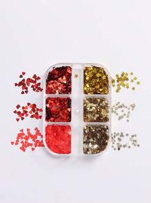 6 格心形迷你星星混合美甲亮片可爱彩色五角星混合尺寸爱心闪亮全息美甲设计卡哇伊 Y2K 美甲装饰美甲沙龙美甲用品 DIY - 彩色 - 查看 12