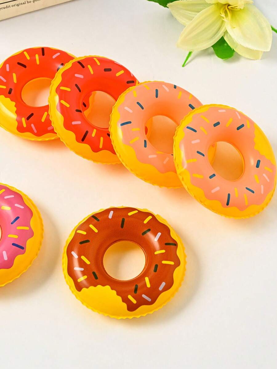 5/10pcs Summer Pool Inflatable Toy Floating Water Duck Donut Printed Inflatable Swimming Ring For All Kinds Of Pool Play