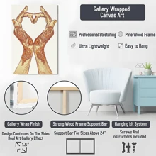 1pc Framed Canvas Wall Art, Heart Hands Gestures Art Print Canvas Poster, Ideal Gift For Bedroom Living Room Hallway Dorm Wall Decor