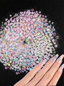 30 miếng dán móng tay hình hoa, miếng dán móng tay hình hoa cúc 3D tự dính nhiều màu sắc dùng để thiết kế và trang trí móng tay, phù hợp với phụ nữ và trẻ em gái - Nhiều màu - Xem 2