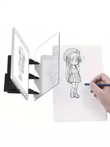 1 set PVC optische tekenborden, een hulpmiddel voor het maken van schetsen met reflectietracking, geschikt voor kunstenaars en beginners, uitgerust met een lens voor beeldreflectie en een verstelbare beugel, een onmisbare set voor beginners in de schilderkunst, met beugel
