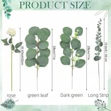 10/15/16/26/38/52/66/90/110PCS Mixed 4 Combination Set Of Artificial Eucalyptus Flowers And Leaf Stems With Silver Branches - Home Decoration, Office, Garden, Party, Shop Decoration, Party, Wedding, Desktop Placement, Romantic Centerpiece, DIY Crafts - Multicolor - View 5