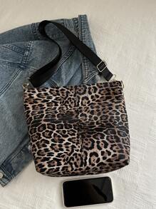 Fashion Versatile Solid Color Retro New PU Leather Crossbody Bag, Casual Simple Bucket Bag - Brown - View 4