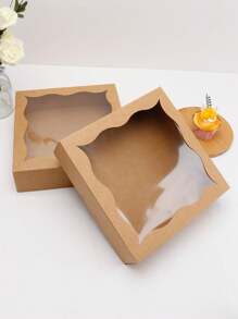 3 pièces/6 pièces Boîtes d'emballage blanches et brunes pour boulangerie, gâteaux, pâtisseries, desserts - Blanc - Voir 8