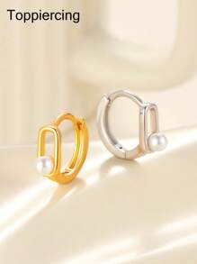 Toppiercing 1 对独特的几何空心软骨夹式耳环，适合女孩
