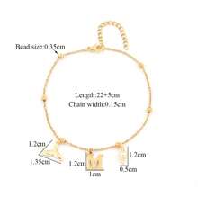 1pc Classic Initial Fishtail Conch Pendant Gold Color Stainless Steel Bead Chain Anklets For Women - Yellow Gold - View 2