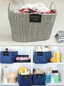 6/12pcs Basket Labels Clip On With Chalk Markers,Removable Storage Bins Chalkboard Labels,Reusable Storage Bins Pantry Labels Clip,Black Plastic Clip On Labels,Basket Tags,Bin Clips